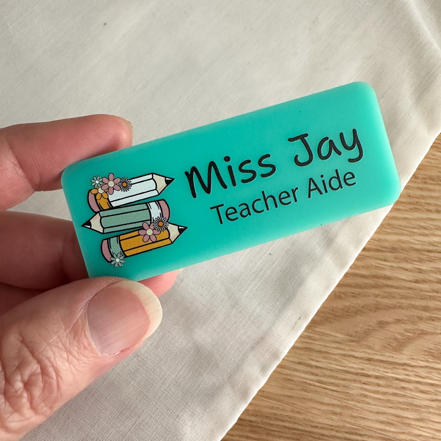 Personalised Name Badge Pencil motif