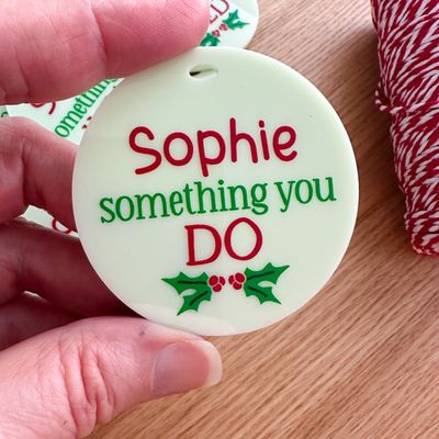 Personalised Christmas Need, Want, Read, Wear Tags Holly