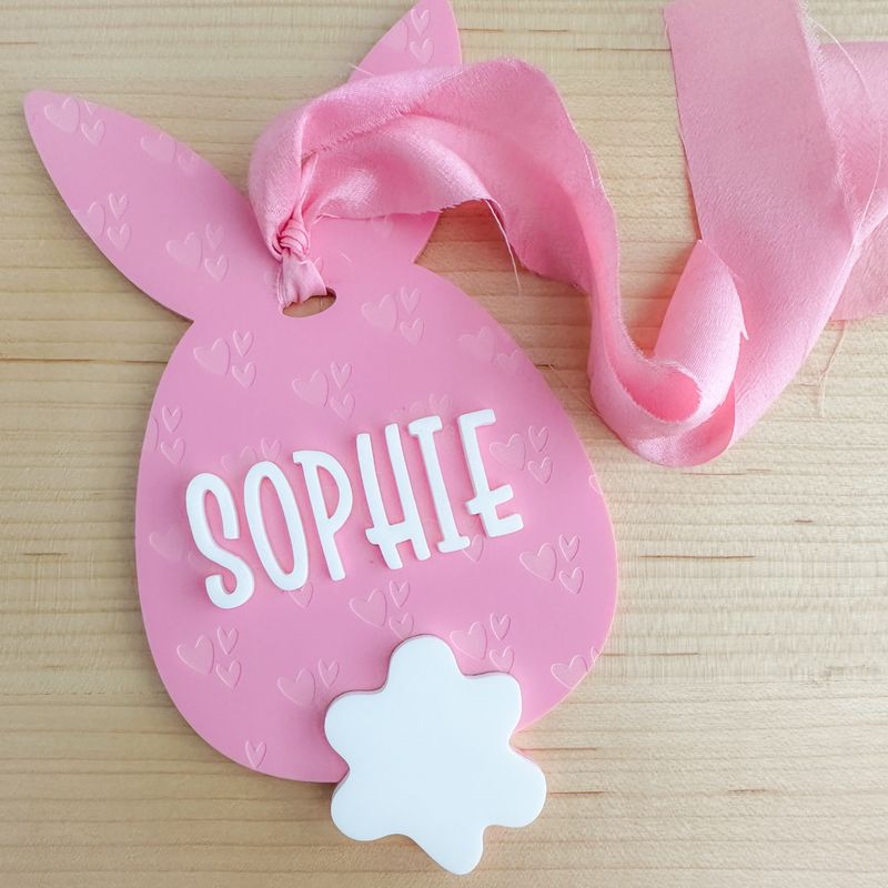 Personalised Easter Basket Tag - heart Pattern