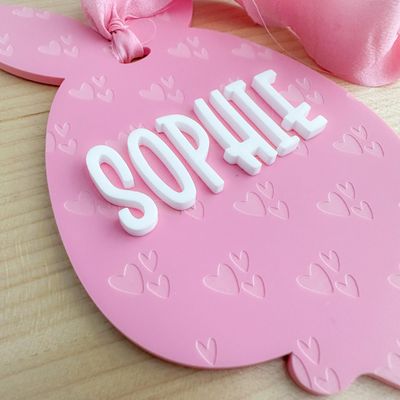 Personalised Easter Basket Tag - heart Pattern