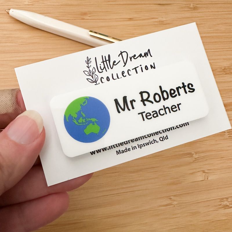 Personalised Name Badge Globe