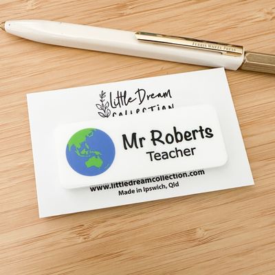 Personalised Name Badge Globe