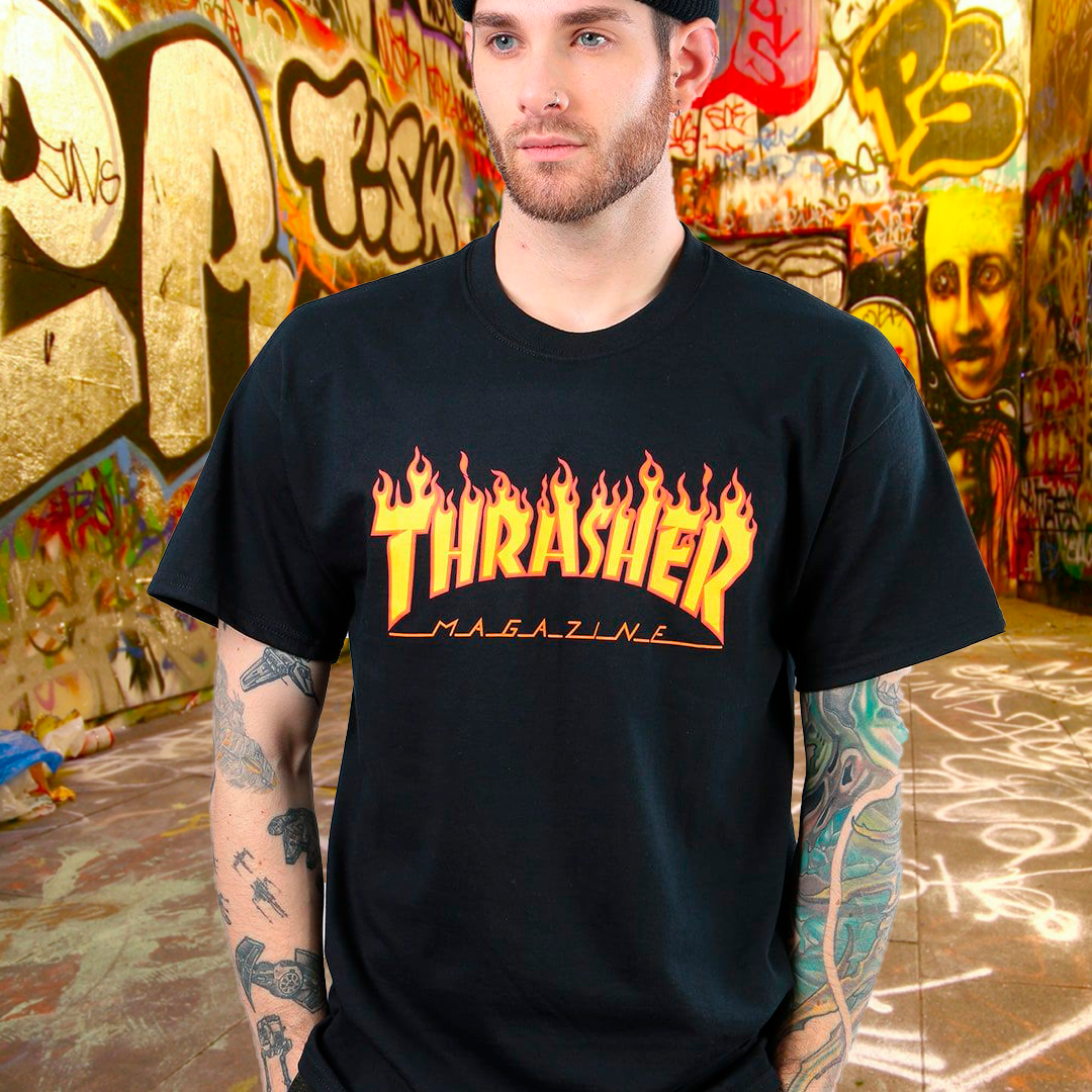 Camisa Thrasher Flame Logo (Black)