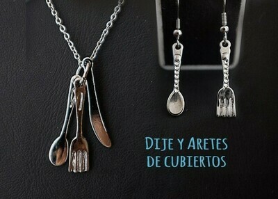 Combo Dije y Aretes de Cubiertos Combo Dije y Aretes de Cubiertos