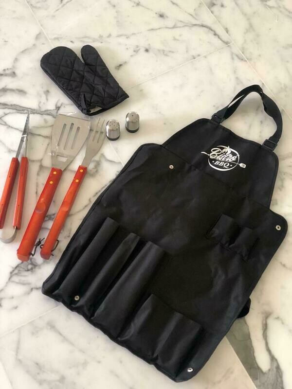 Set para barbacoa BBQ en delantal 7 Pzas