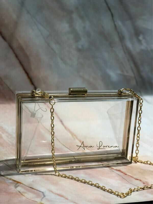 Cartera Acrílica Transparente con Dorado