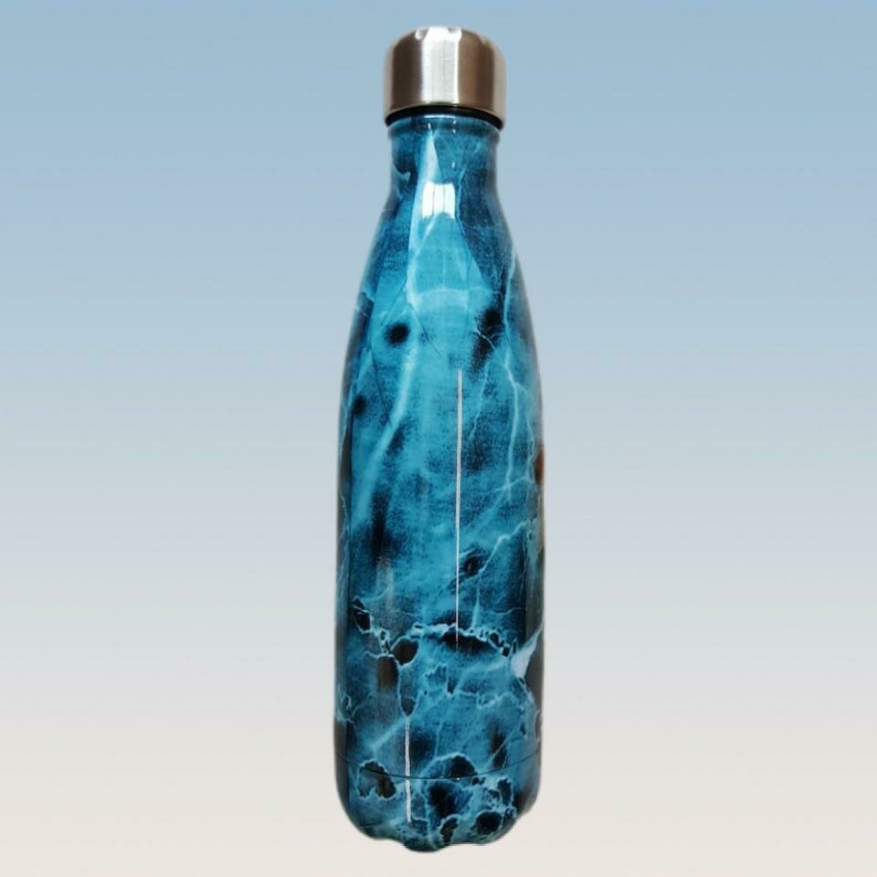 Botella Térmica Marmoleada Azul