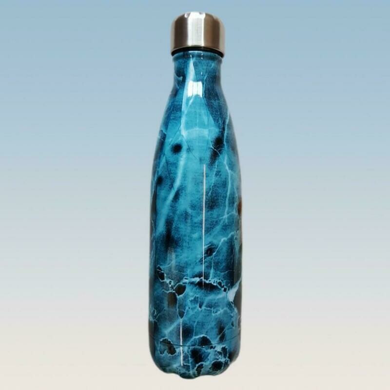 Botella Térmica Marmoleada Azul