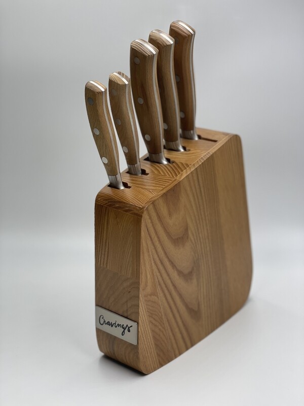 Cuchillo Set con base de Madera 5 piezas