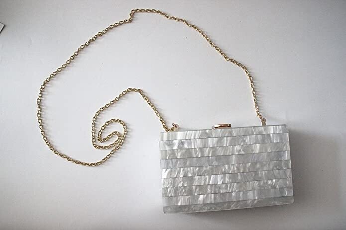 Cartera acrílica Blanca Nacarada