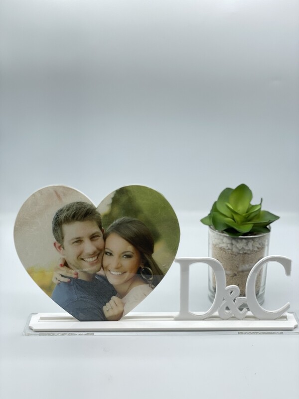 Corazón con foto e iniciales