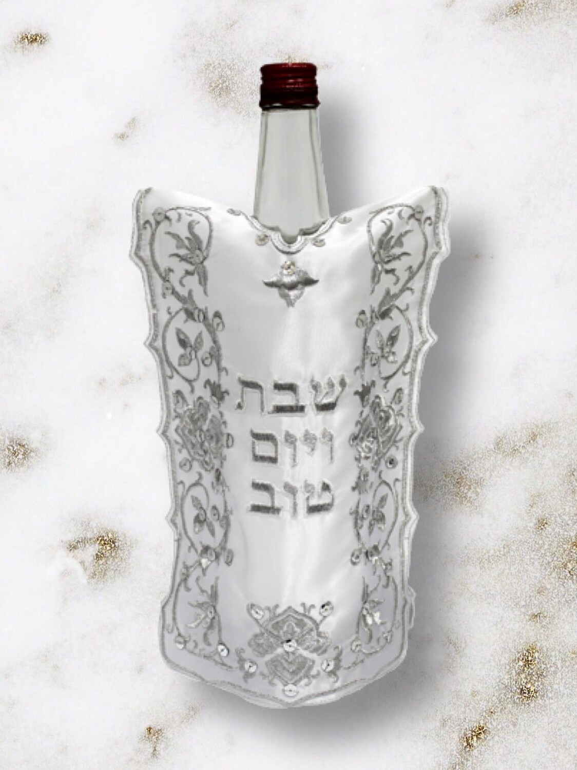 Cubre Botella en Satin Blanco 26 CM