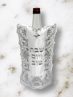Cubre Botella en Satin Blanco