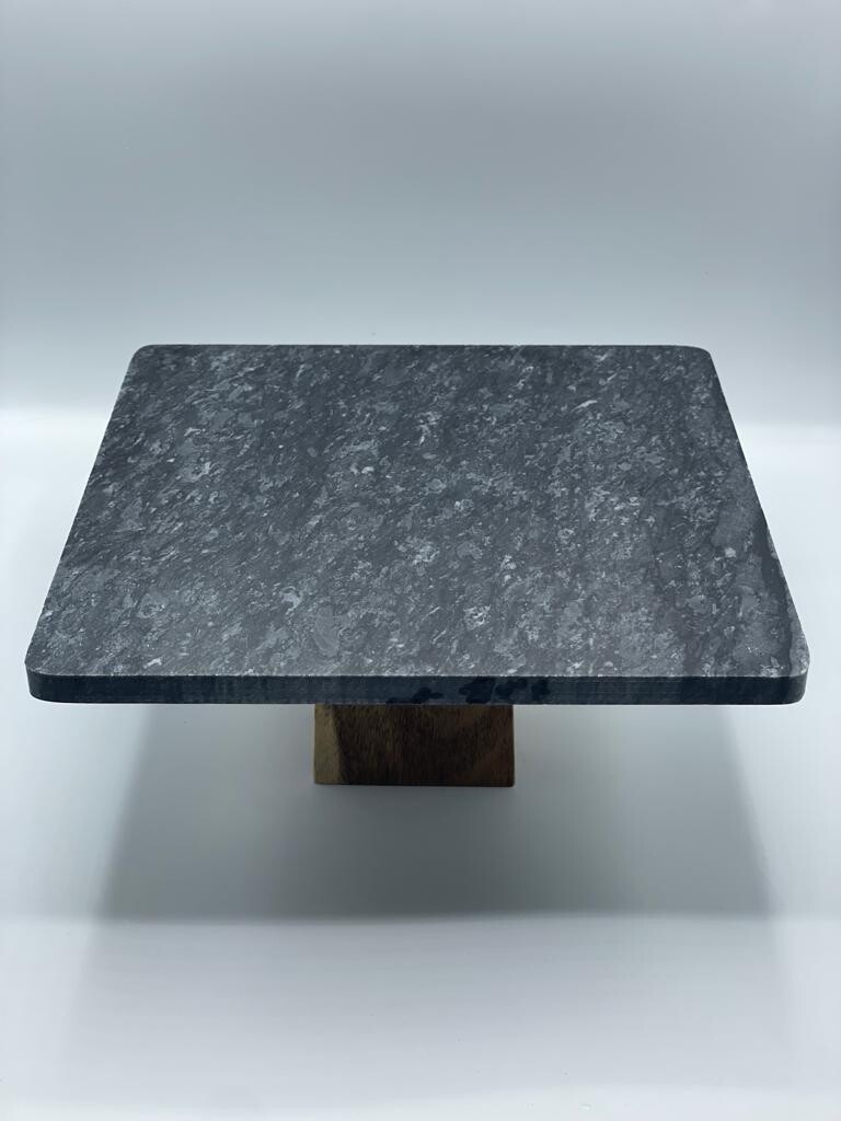 Porta Dulce Mármol Cuadrado Negro con base de Madera
