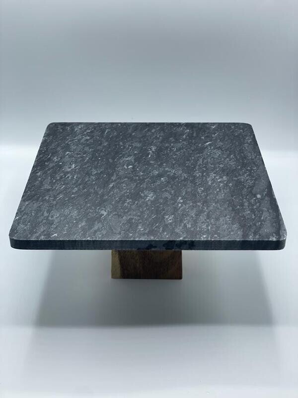 Porta Dulce Mármol Cuadrado Negro con base de Madera