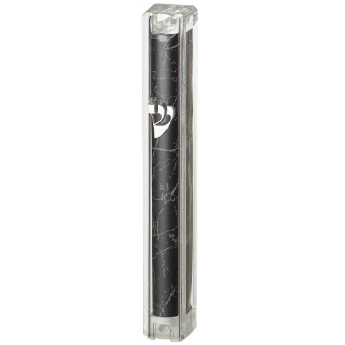 Mezuza 15cm plástico transparente con rubber plug black
