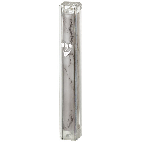 Mezuza 12cm plástico transparente con rubber plug White