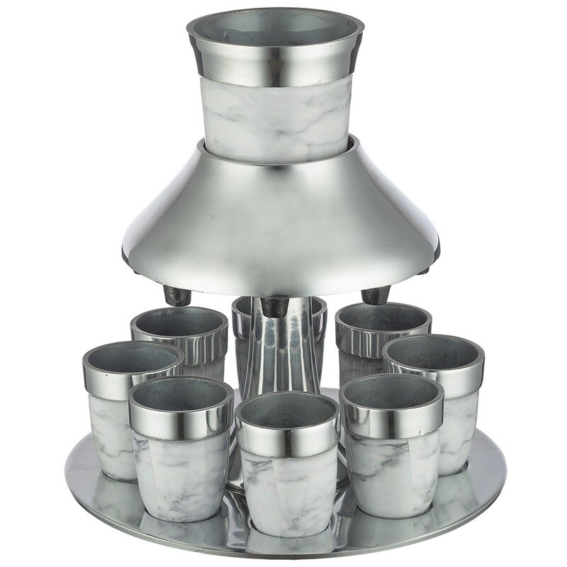 Fuente para Kidush con 8 copitas 21 cm