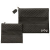 Set de Coracha en Cuerina Negra Embossed 36x29 cm