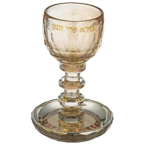 Copa de Kidush de Cristal Gold 16 cm.