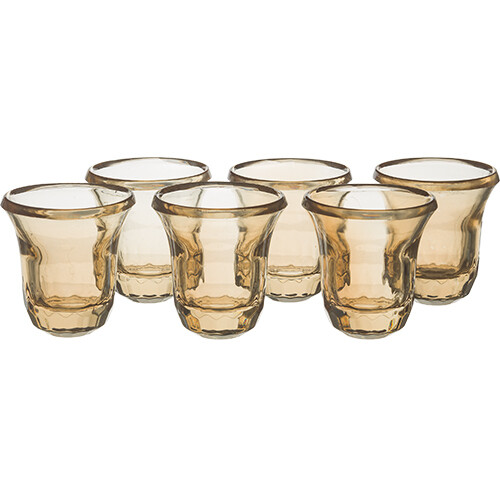 Set de Copitas de Kidush de Cristal con 6 tazas - 6cms color Dorada