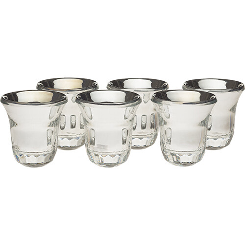 Set de Copitas de Kidush de Cristal con 6 tazas - 6cms color Plateado
