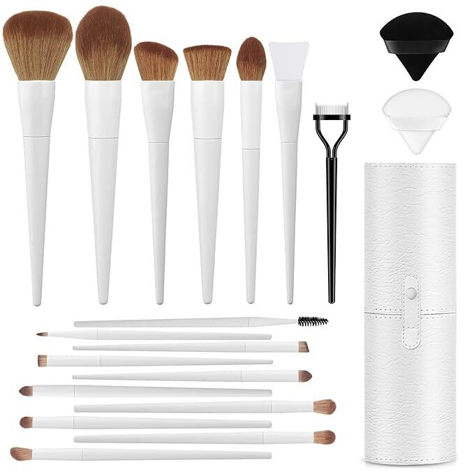 Estuche con Brochas para maquillaje blanco