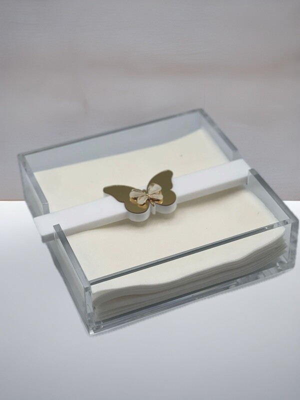 Servilletero mariposa dorado