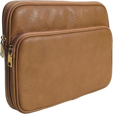Funda para laptop de 13 pulgadas en cuero sintético cafe