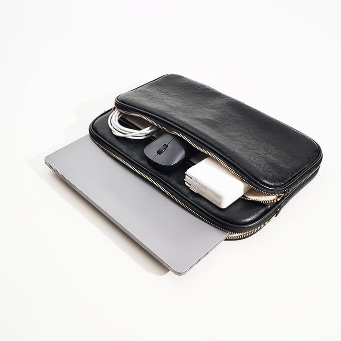 Funda para laptop de 13 pulgadas en cuero sintetico negro