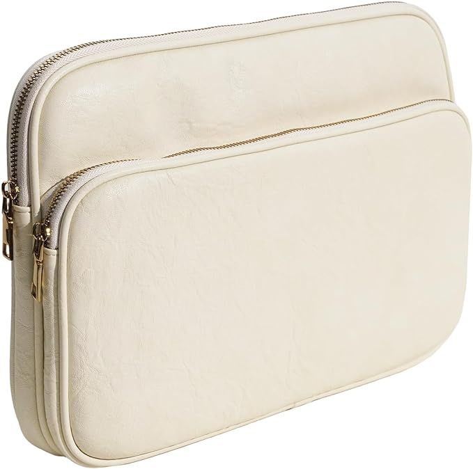 Funda para laptop de 13 pulgadas en cuero sintetico beige