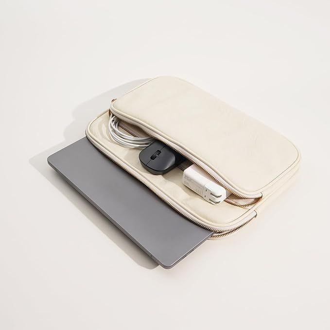 Funda para laptop de 13 pulgadas en cuero sintetico beige