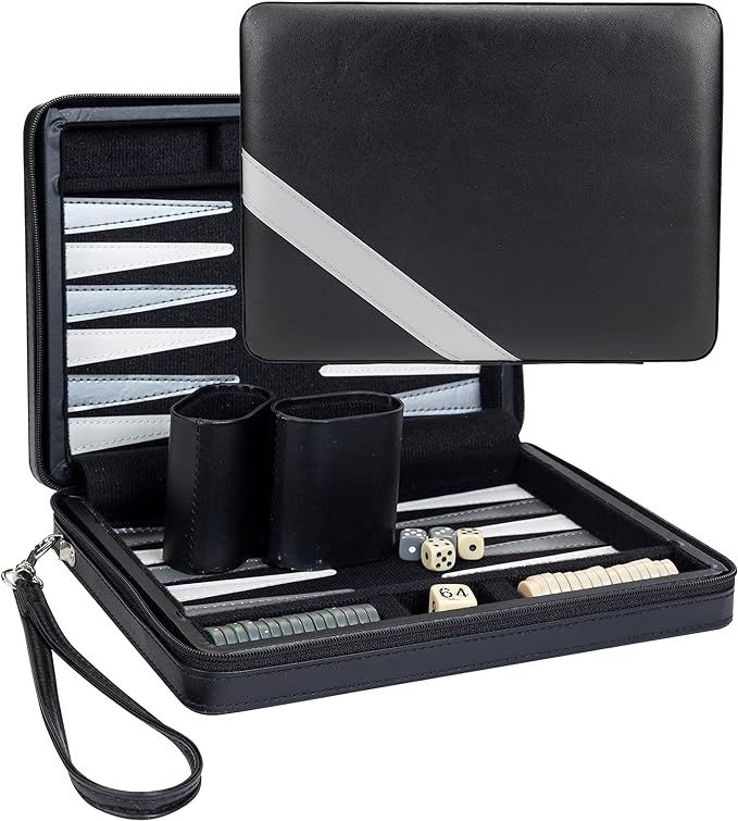 Backgammon travel con zipper negro