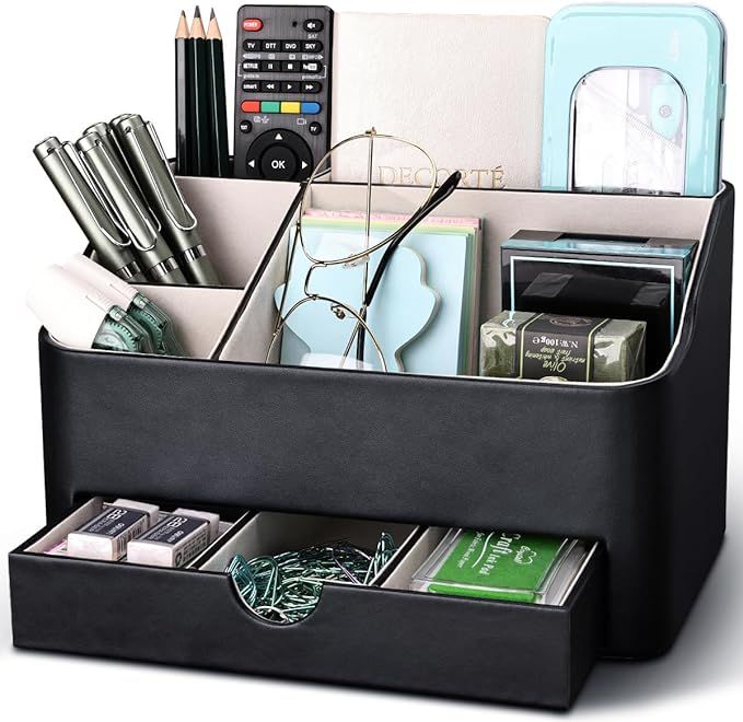 Organizador de escritorio con cajon negro