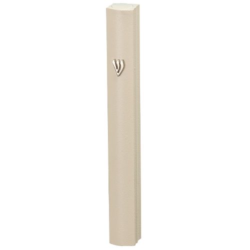Mezuza  De Aluminio off white con la chin en metal 12 cm