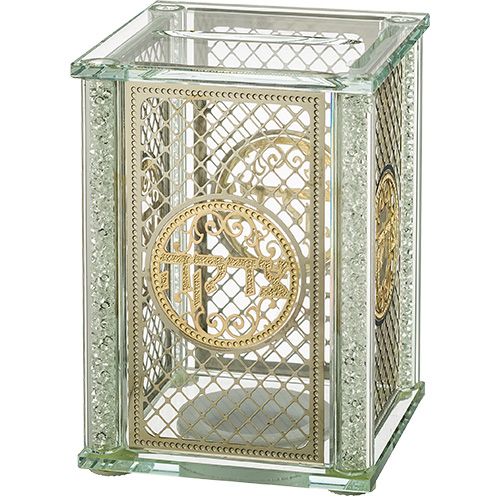Caja de Tzedakah de Crystal 13x9cms con plaquita