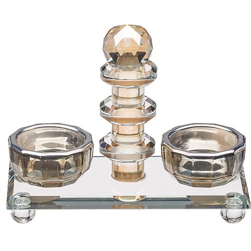 Salero con base de cristal dorado 13 cm