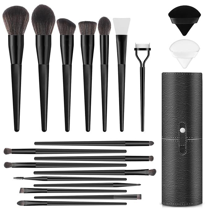 Estuche negro de brochas con sus brochas