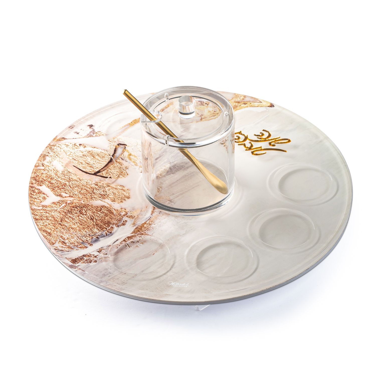 Plato de Simanim para Rosh Hashana en acrilico pintado