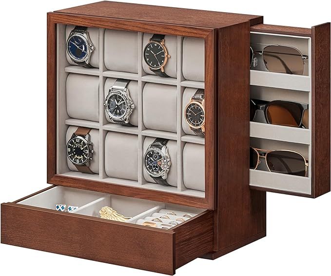 Caja para reloj 12 slot vertical de madera