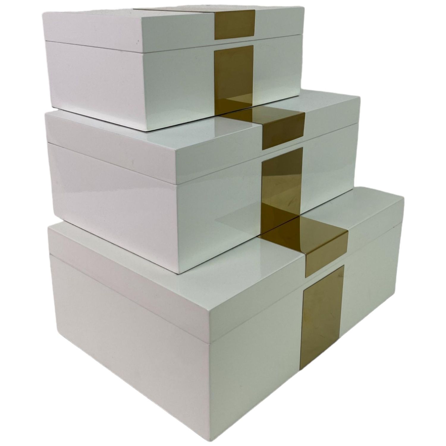 CAJA DE MADERA BLANCA CON DORADO
