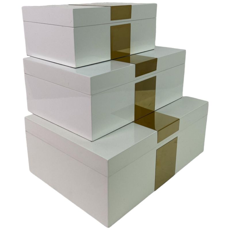CAJA DE MADERA BLANCA CON DORADO