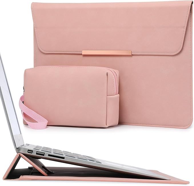 Set Funda para laptop de 13.3 a 14 pulgadas en  piel de gamuza sintética rosada