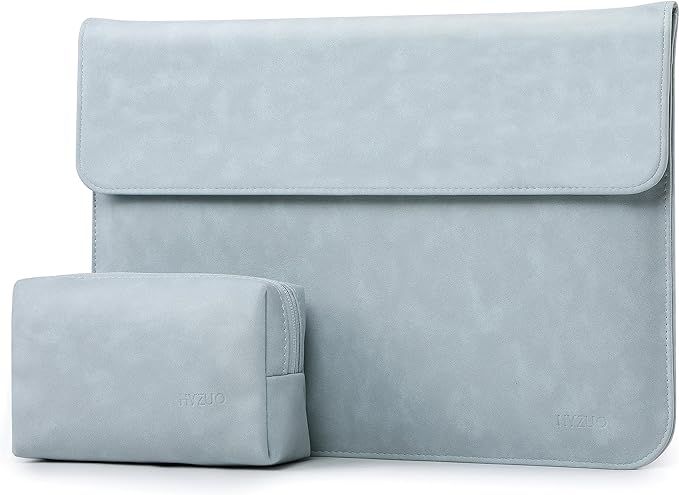 Set Funda para laptop de 15 a 16 pulgadas en  piel de gamuza sintética celeste