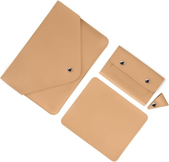 Set de funda para laptop  en cuero sintético albaricoque
