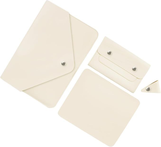 Set de funda para laptop  en cuero sintético blanco