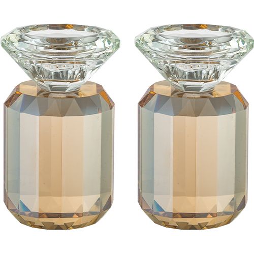 Candelabro de cristal color dorado 17 cm