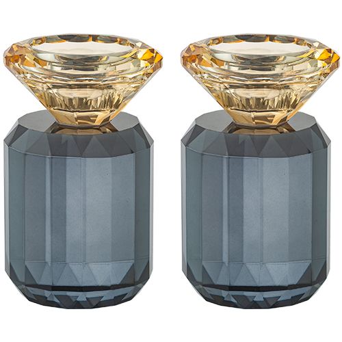 Candelabro de cristal color gris 17 cm