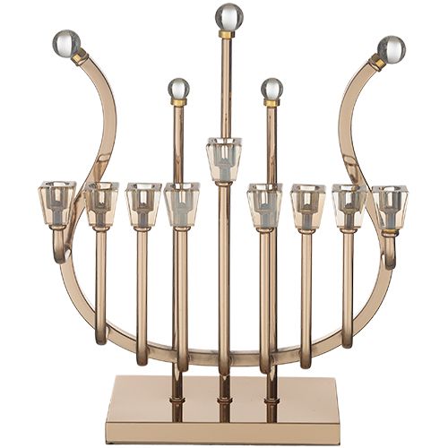 Janukia de Metal en forma de Arpa con cristal Rose gold 36 cm