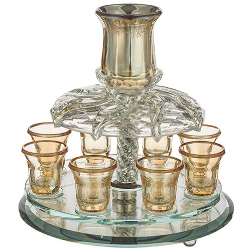 Fuente para Kidush con 8 copitas 33x25 cm